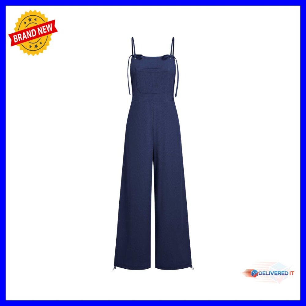 Loose Fit Sleeveless Overalls with Adjustable Straps and Pockets